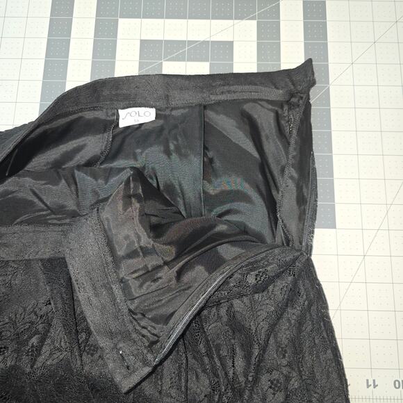SOLO Midi Skirt Womens 12 Black Lace Whimsy Goth Romantic Capsule Minimalist - Picture 8 of 13